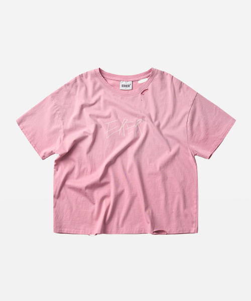 ERER(エルエル)の「オーバーサイズ落書き風グラフィックTシャツ ピンク(Tシャツ/カットソー・レディース・その他・FREE)」の1枚目の写真