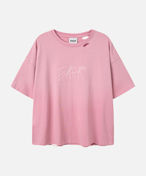 ERER(エルエル)の「オーバーサイズ落書き風グラフィックTシャツ ピンク(Tシャツ/カットソー・レディース・その他・FREE)」の2枚目の写真