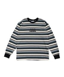 PENGUIN SURF CLUB STRIPE L/S TEE (BLACK RIB)