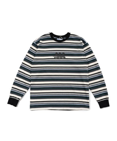 BIGWAVE COLLECTIVE(ビッグウェーブコレクティブ)の「PENGUIN SURF CLUB STRIPE L/S TEE (BLACK RIB)(Tシャツ/カットソー・メンズ・その他・X-LARGE)」の1枚目の写真