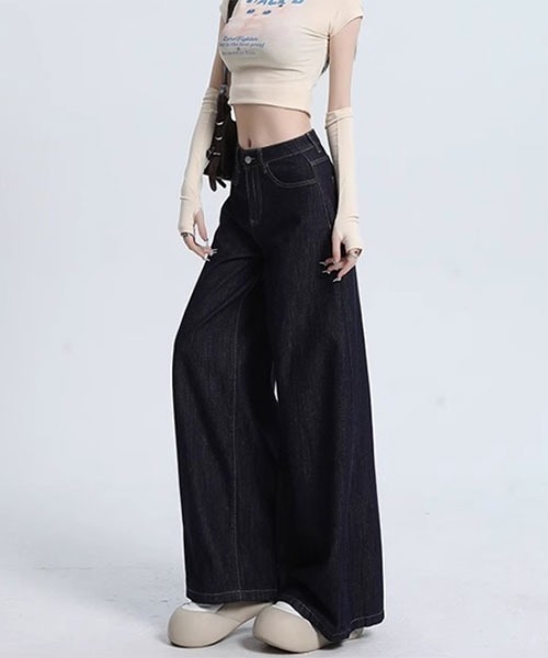 center i（センターアイ）の「インディゴ ワイドデニムパンツ（デニムパンツ・レディース・ネイビー・M/S）」の2枚目の写真