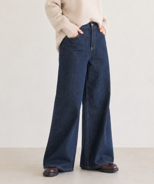 center i（センターアイ）の「インディゴ ワイドデニムパンツ（デニムパンツ・レディース・ネイビー・M/S）」の6枚目の写真