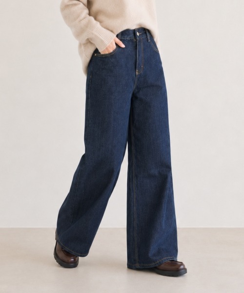center i（センターアイ）の「インディゴ ワイドデニムパンツ（デニムパンツ・レディース・ネイビー・M/S）」の7枚目の写真