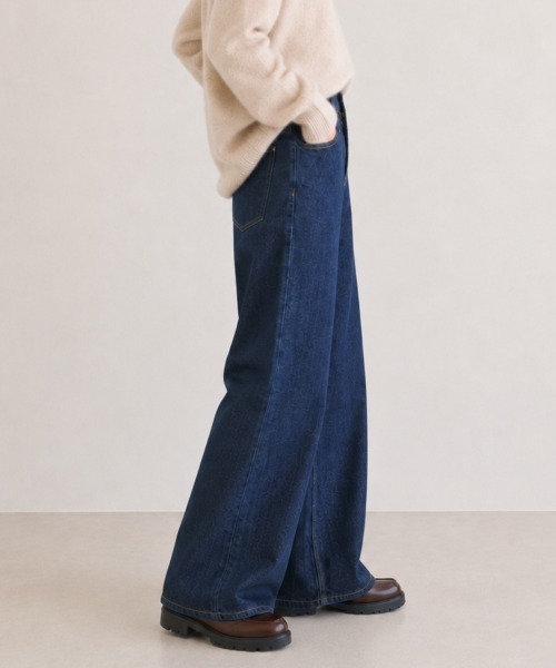 center i（センターアイ）の「インディゴ ワイドデニムパンツ（デニムパンツ・レディース・ネイビー・M/S）」の8枚目の写真