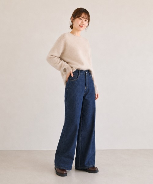 center i（センターアイ）の「インディゴ ワイドデニムパンツ（デニムパンツ・レディース・ネイビー・M/S）」の10枚目の写真