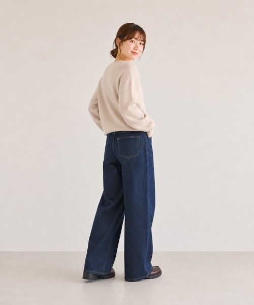 center i（センターアイ）の「インディゴ ワイドデニムパンツ（デニムパンツ・レディース・ネイビー・M/S）」の11枚目の写真