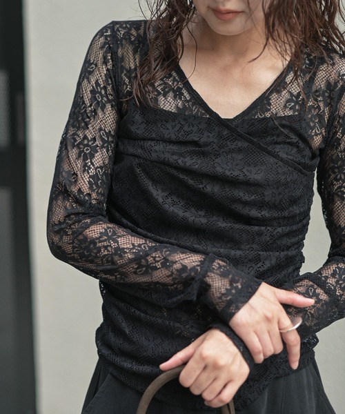 Marient(マリエント)の「レースカシュクールトップス(Tシャツ/カットソー・レディース・アイボリー/ブラック・FREE)」の16枚目の写真