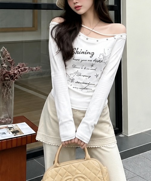 HALEY PESCA(ヘーリーペスカ)の「HALEY PESCA/スタッズ付き ペガサス プリント 長袖カットソー(Tシャツ/カットソー・レディース・ライトイエロー/ブルー/ホワイト・FREE)」の4枚目の写真