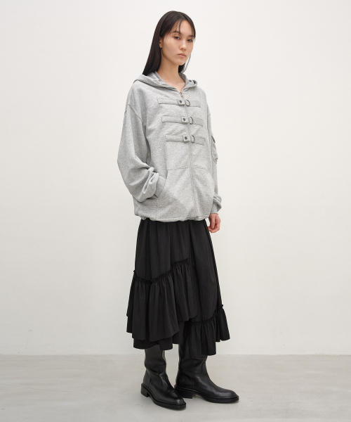 INSILENCE WOMEN(インサイレンスウーマン)の「ストラップクロージングフードジップアップ MELANGE GREY(その他アウター・レディース・その他・SMALL/MEDIUM)」の2枚目の写真