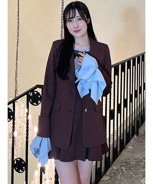MERCURYDUO(マーキュリーデュオ)の「異素材フリルオフショルアーガイルニット(ニット/セーター・レディース・チャコールグレー/アイボリー/ブラウン・FREE)」の20枚目の写真