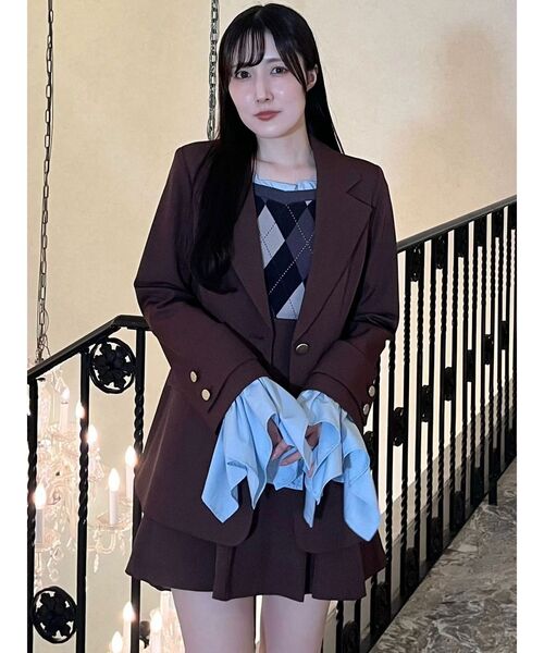 MERCURYDUO(マーキュリーデュオ)の「異素材フリルオフショルアーガイルニット(ニット/セーター・レディース・チャコールグレー/アイボリー/ブラウン・FREE)」の21枚目の写真
