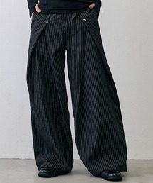 Shoowtime（ショウタイム）の「Grunge Stripe Loose Wide Slacks / グランジ ストライプ ルーズワイドスラックス（スラックス）」