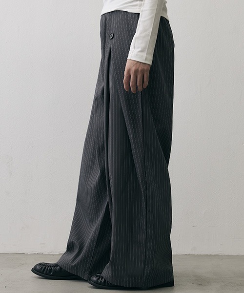 Shoowtime(ショウタイム)の「Grunge Stripe Loose Wide Slacks / グランジ ストライプ ルーズワイドスラックス(スラックス・メンズ・グレー/ブラック・X-LARGE/LARGE/MEDIUM)」の12枚目の写真