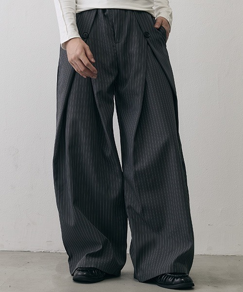 Shoowtime(ショウタイム)の「Grunge Stripe Loose Wide Slacks / グランジ ストライプ ルーズワイドスラックス(スラックス・メンズ・グレー/ブラック・X-LARGE/LARGE/MEDIUM)」の16枚目の写真