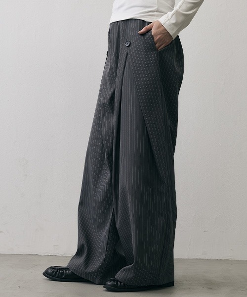 Shoowtime(ショウタイム)の「Grunge Stripe Loose Wide Slacks / グランジ ストライプ ルーズワイドスラックス(スラックス・メンズ・グレー/ブラック・X-LARGE/LARGE/MEDIUM)」の17枚目の写真