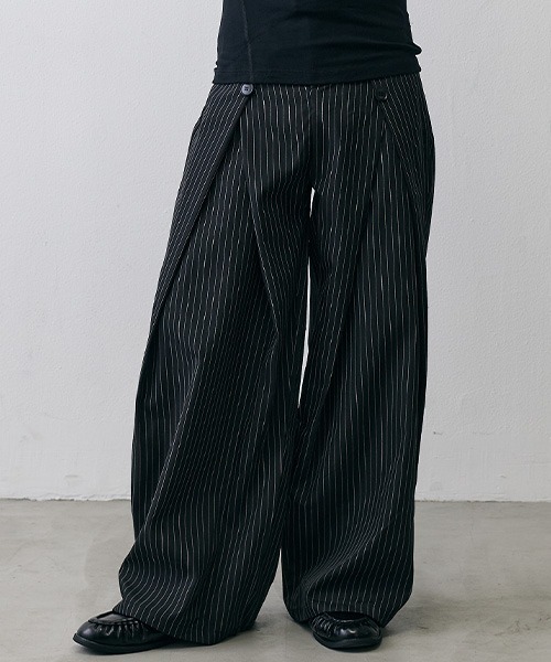Shoowtime(ショウタイム)の「Grunge Stripe Loose Wide Slacks / グランジ ストライプ ルーズワイドスラックス(スラックス・メンズ・グレー/ブラック・X-LARGE/LARGE/MEDIUM)」の10枚目の写真