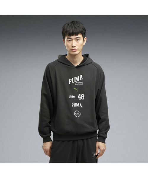 PUMA（プーマ）の「PUMA プーマ メンズ ESS エレベーテッド ミックス ロゴ フーディ（パーカー・メンズ・ダークブラウン系/ブラック系/ライトグレー・MEDIUM/LARGE/XX-LARGE/X-LARGE/SMALL）」の2枚目の写真