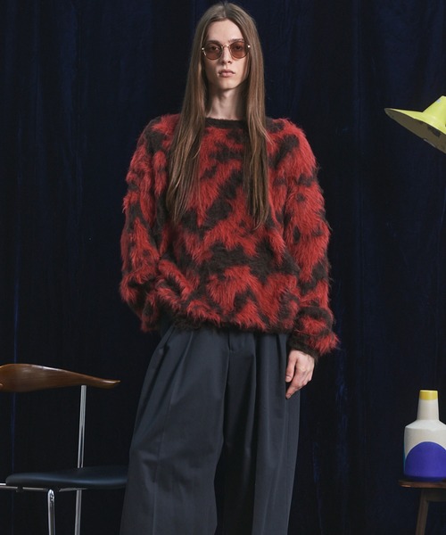 MAISON SPECIAL(メゾンスペシャル)の「《UNISEX》ジオメトリックジャガードプライムオーバーシャギーニットセーター/Geometric Jacquard Prime-Over Shaggy Knit Sweater【MAISON SPECIAL/メゾンスペシャル】(ニット/セーター・メンズ・ブルー/レッド・0/2/1)」の16枚目の写真