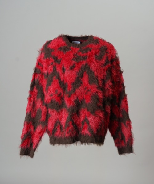 MAISON SPECIAL(メゾンスペシャル)の「《UNISEX》ジオメトリックジャガードプライムオーバーシャギーニットセーター/Geometric Jacquard Prime-Over Shaggy Knit Sweater【MAISON SPECIAL/メゾンスペシャル】(ニット/セーター・メンズ・ブルー/レッド・0/2/1)」の19枚目の写真
