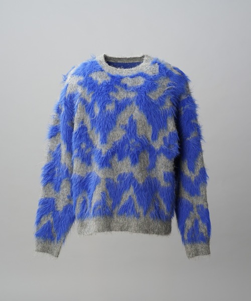 MAISON SPECIAL(メゾンスペシャル)の「《UNISEX》ジオメトリックジャガードプライムオーバーシャギーニットセーター/Geometric Jacquard Prime-Over Shaggy Knit Sweater【MAISON SPECIAL/メゾンスペシャル】(ニット/セーター・メンズ・ブルー/レッド・0/2/1)」の20枚目の写真