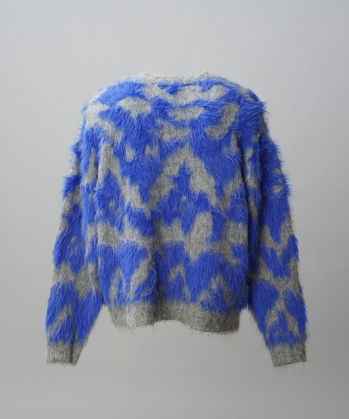 MAISON SPECIAL(メゾンスペシャル)の「《UNISEX》ジオメトリックジャガードプライムオーバーシャギーニットセーター/Geometric Jacquard Prime-Over Shaggy Knit Sweater【MAISON SPECIAL/メゾンスペシャル】(ニット/セーター・メンズ・ブルー/レッド・0/2/1)」の4枚目の写真