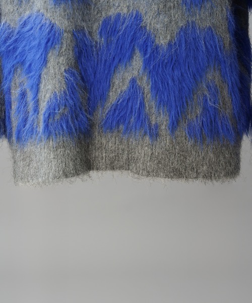 MAISON SPECIAL(メゾンスペシャル)の「《UNISEX》ジオメトリックジャガードプライムオーバーシャギーニットセーター/Geometric Jacquard Prime-Over Shaggy Knit Sweater【MAISON SPECIAL/メゾンスペシャル】(ニット/セーター・メンズ・ブルー/レッド・0/2/1)」の6枚目の写真