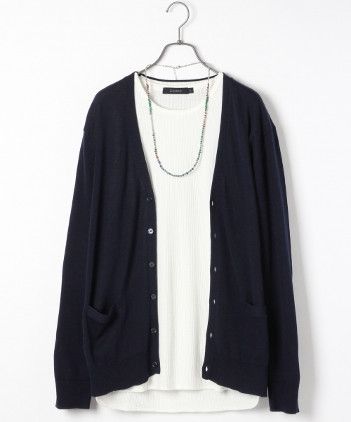 RAGEBLUE（レイジブルー）の「＜GIZA綿使用＞Vカーデ長袖/711475（ニット/セーター・メンズ・ホワイト/ブルー/グレー/ネイビー/ベージュ・MEDIUM/LARGE）」の4枚目の写真