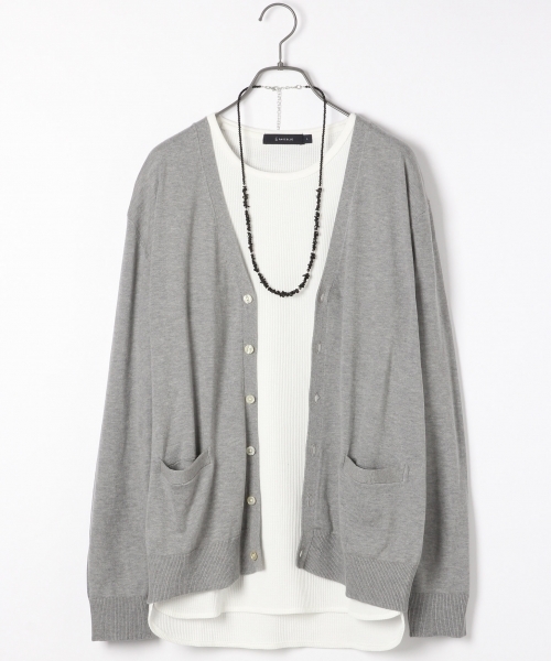 RAGEBLUE（レイジブルー）の「＜GIZA綿使用＞Vカーデ長袖/711475（ニット/セーター・メンズ・ホワイト/ブルー/グレー/ネイビー/ベージュ・MEDIUM/LARGE）」の2枚目の写真