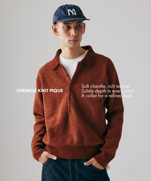 JOURNAL STANDARD（ジャーナルスタンダード）の「シェニール ピケ ニット ポロ（ニット/セーター・メンズ・チャコールグレー/ブラウン系その他/ラスタ・MEDIUM/LARGE）」の3枚目の写真