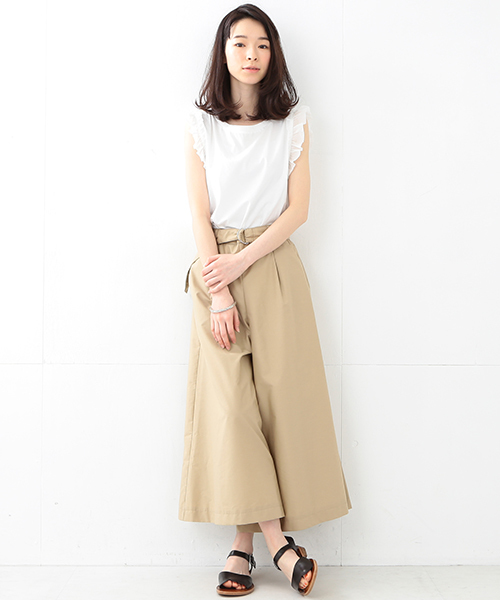 Ray BEAMS（レイビームス）の「Ray BEAMS / ベルテッド ワイドパンツ（その他パンツ・レディース・ベージュ/ネイビー・1/0）」の12枚目の写真