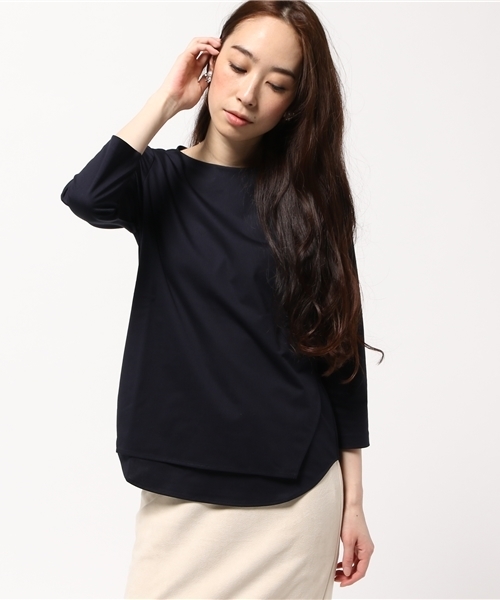 FIGARO Paris（フィガロパリ）の「トリコット 2枚重ねプルオーバー◆（Tシャツ/カットソー・レディース・ネイビー/オレンジ/ホワイト・FREE）」の12枚目の写真