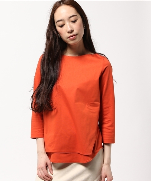 FIGARO Paris（フィガロパリ）の「トリコット 2枚重ねプルオーバー◆（Tシャツ/カットソー・レディース・ネイビー/オレンジ/ホワイト・FREE）」の13枚目の写真