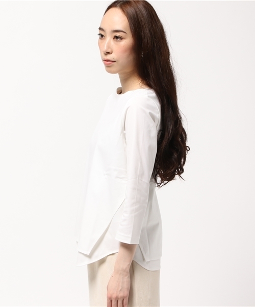 FIGARO Paris（フィガロパリ）の「トリコット 2枚重ねプルオーバー◆（Tシャツ/カットソー・レディース・ネイビー/オレンジ/ホワイト・FREE）」の5枚目の写真