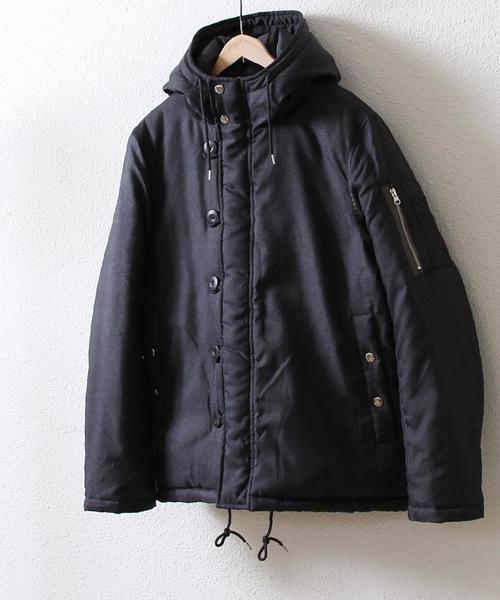 coen（コーエン）の「中綿N-3Bフーデッドジャケット（ダウンジャケット/コート・メンズ・ネイビー/ダークグレー・MEDIUM/LARGE/SMALL/X-LARGE）」の2枚目の写真