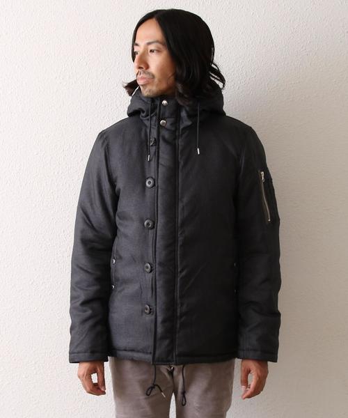 coen（コーエン）の「中綿N-3Bフーデッドジャケット（ダウンジャケット/コート・メンズ・ネイビー/ダークグレー・MEDIUM/LARGE/SMALL/X-LARGE）」の15枚目の写真