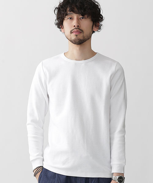 NANO universe(ナノユニバース)の「ワッフルクルーネックLS(Tシャツ/カットソー・メンズ・ネイビー/ホワイト/トップグレー/ブラック・SMALL/MEDIUM/LARGE/X-LARGE)」の2枚目の写真