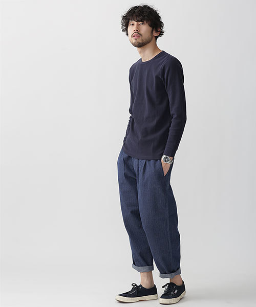 NANO universe(ナノユニバース)の「ワッフルクルーネックLS(Tシャツ/カットソー・メンズ・ネイビー/ホワイト/トップグレー/ブラック・SMALL/MEDIUM/LARGE/X-LARGE)」の14枚目の写真