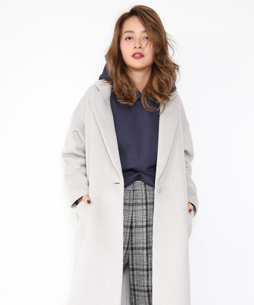 FREE'S MART（フリーズマート）の「ドロップショルダーチェスターコート（チェスターコート・レディース・ブラック/グレー/パープル・SMALL/MEDIUM）」の3枚目の写真