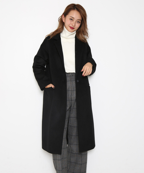 FREE'S MART（フリーズマート）の「ドロップショルダーチェスターコート（チェスターコート・レディース・ブラック/グレー/パープル・SMALL/MEDIUM）」の2枚目の写真