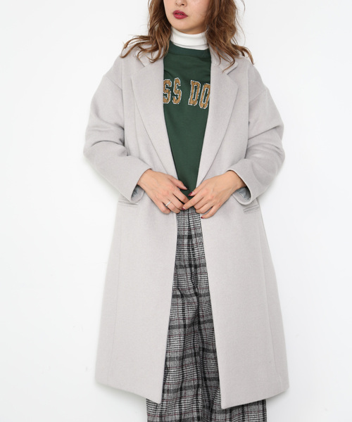 FREE'S MART（フリーズマート）の「ドロップショルダーチェスターコート（チェスターコート・レディース・ブラック/グレー/パープル・SMALL/MEDIUM）」の18枚目の写真