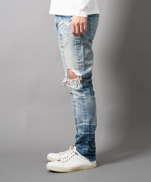 FUGA（フーガ）の「ダメージ加工ストレッチデニムパンツ（デニムパンツ・メンズ・ブルー/ライトブルー・L/M/S）」の9枚目の写真