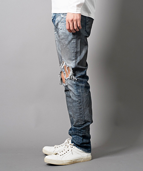 FUGA（フーガ）の「ダメージ加工ストレッチデニムパンツ（デニムパンツ・メンズ・ブルー/ライトブルー・L/M/S）」の7枚目の写真