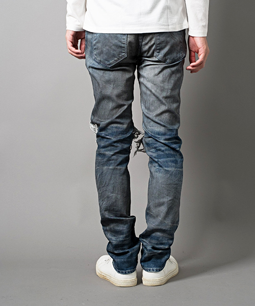 FUGA（フーガ）の「ダメージ加工ストレッチデニムパンツ（デニムパンツ・メンズ・ブルー/ライトブルー・L/M/S）」の6枚目の写真