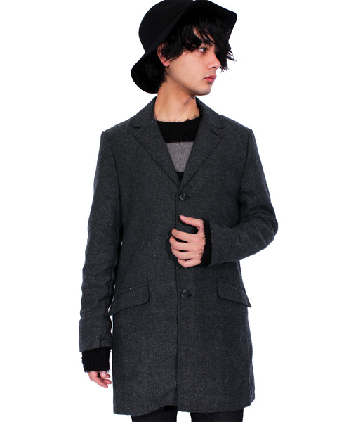 ８(eight)（エイト）の「ツイード チェスターコート ロング ジャケット ツイード（チェスターコート・メンズ・グレー/グレー系その他2/グレー系その他/チャコールグレー・X-LARGE/MEDIUM/LARGE）」の4枚目の写真