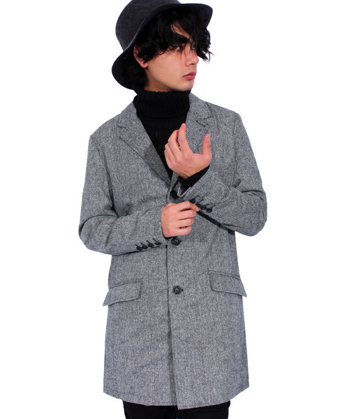 ８(eight)（エイト）の「ツイード チェスターコート ロング ジャケット ツイード（チェスターコート・メンズ・グレー/グレー系その他2/グレー系その他/チャコールグレー・X-LARGE/MEDIUM/LARGE）」の3枚目の写真