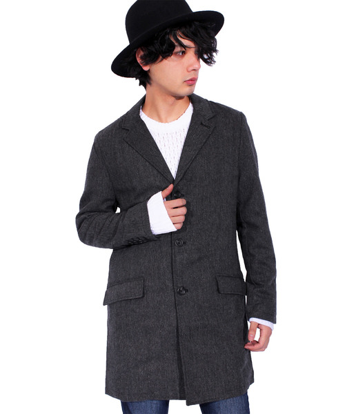 ８(eight)（エイト）の「ツイード チェスターコート ロング ジャケット ツイード（チェスターコート・メンズ・グレー/グレー系その他2/グレー系その他/チャコールグレー・X-LARGE/MEDIUM/LARGE）」の2枚目の写真