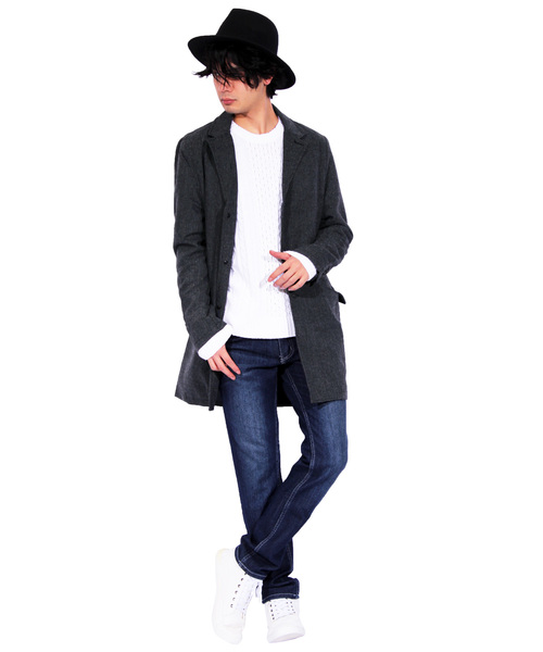 ８(eight)（エイト）の「ツイード チェスターコート ロング ジャケット ツイード（チェスターコート・メンズ・グレー/グレー系その他2/グレー系その他/チャコールグレー・X-LARGE/MEDIUM/LARGE）」の5枚目の写真