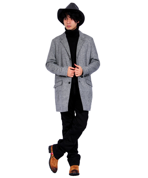 ８(eight)（エイト）の「ツイード チェスターコート ロング ジャケット ツイード（チェスターコート・メンズ・グレー/グレー系その他2/グレー系その他/チャコールグレー・X-LARGE/MEDIUM/LARGE）」の7枚目の写真