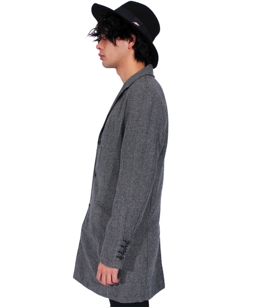 ８(eight)（エイト）の「ツイード チェスターコート ロング ジャケット ツイード（チェスターコート・メンズ・グレー/グレー系その他2/グレー系その他/チャコールグレー・X-LARGE/MEDIUM/LARGE）」の9枚目の写真