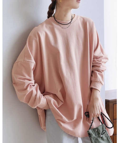 reca（レカ）の「着るだけで可愛い！大人の抜け感！ボリューム袖・ゆったりプルオーバー（スウェット・レディース・ブラック/ネイビー/グレー/オフホワイト/ベージュ/カーキ/ダークグレー/モカ/ピンク/レンガ/グレイッシュベージュ/ブラウン/ライトピンク/グリーン/コバルトブルー/キナリ/テラコッタ/マスタード/グリーン系/オレンジ/ネイビー系/ピンク系1・FREE）」の20枚目の写真